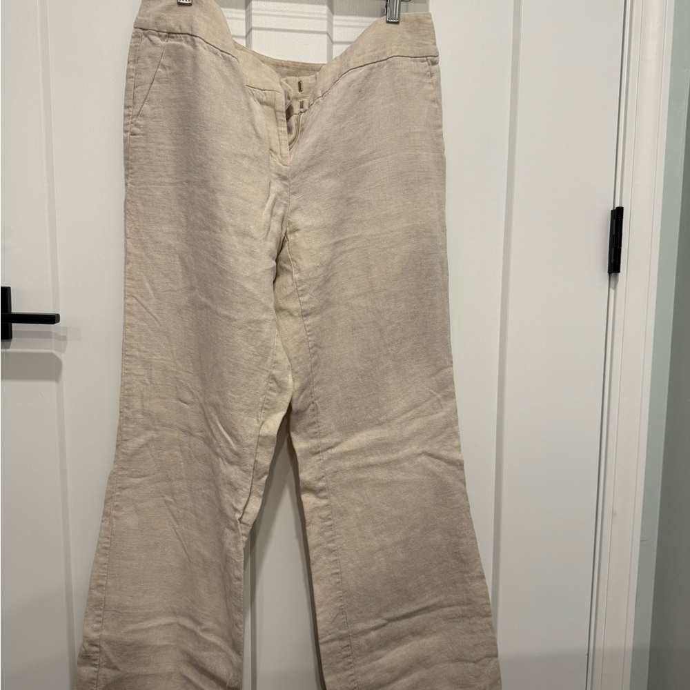 LOFT Cream Linen Relaxed Fit